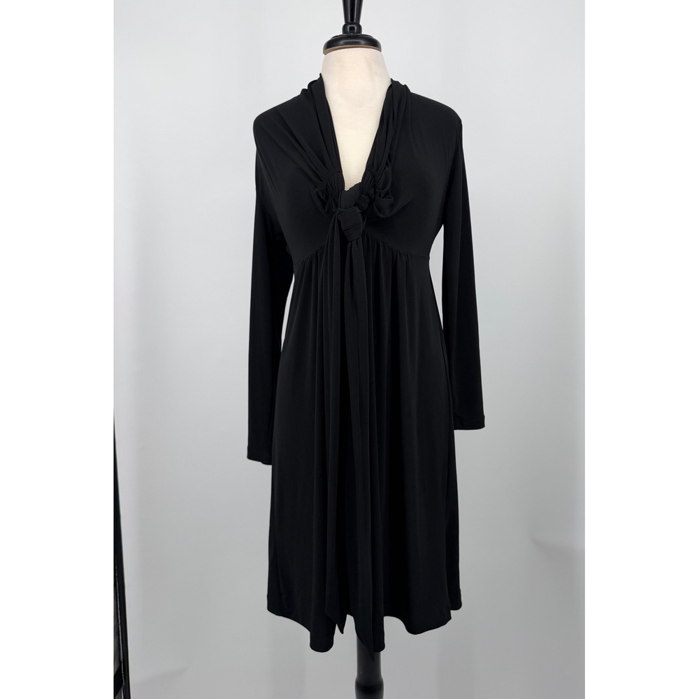New York & Company Black Long Sleeve Tie Front Dress